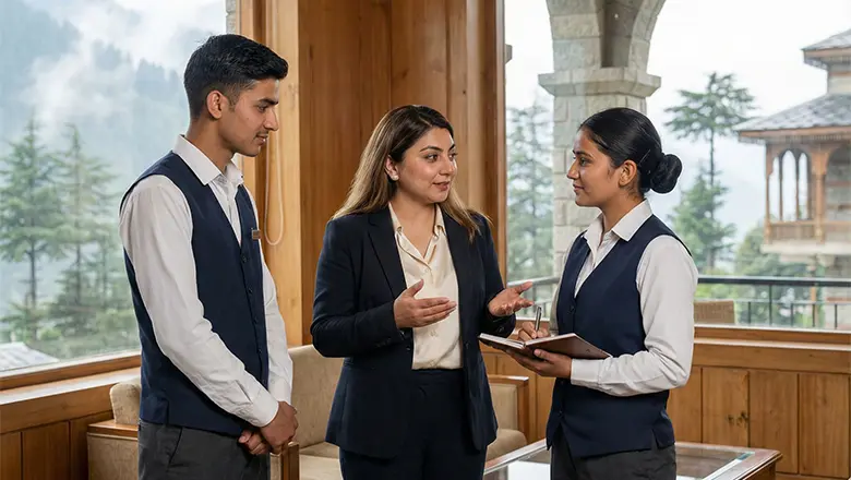 Practical F&B service training for hospitality students in Himachal Pradesh