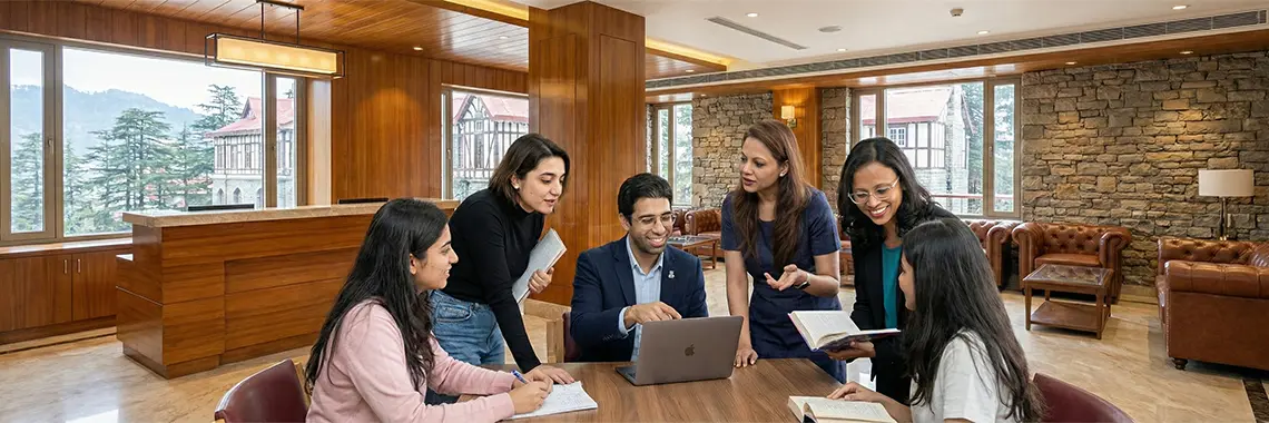 Faculty and hospitality students collaborating at Sisique Institute in Shimla