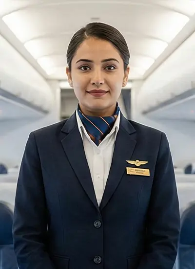 Cabin crew aspirant trained in hospitality and aviation service