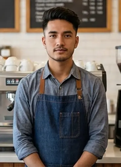 Trained barista professional prepared for cafe operations in Shimla